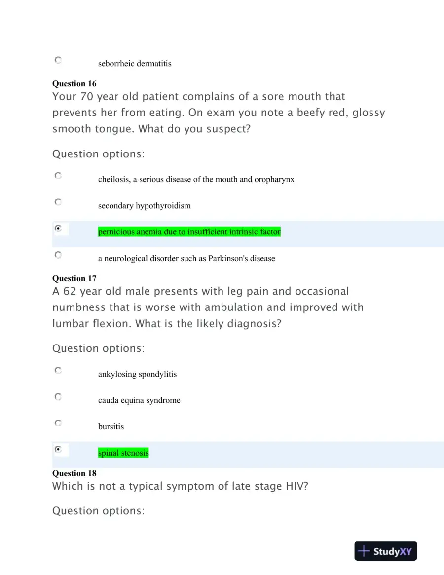 APEA3p Nursing Diagnosis Practice Exam With Answers (75 Solved Questions), page 9