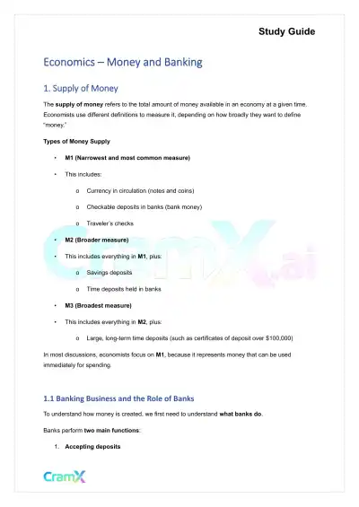 Economics - Money and Banking - Page 1 preview image