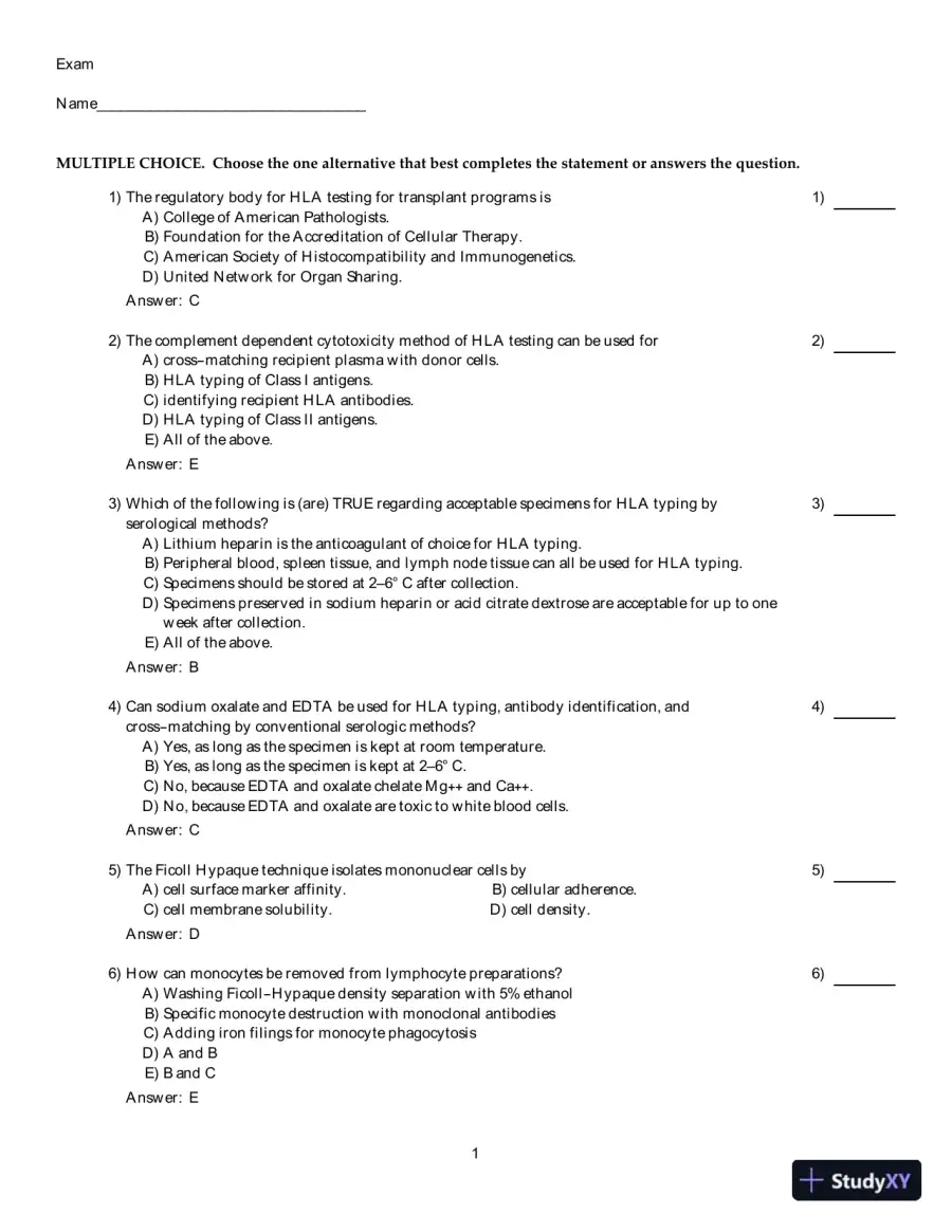 Clinical Laboratory Immunology, 1st Edition Test Bank, page 17