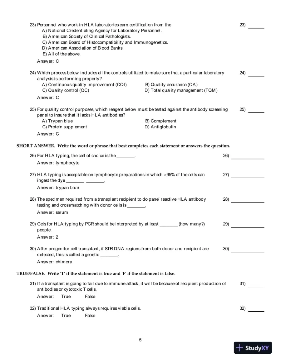 Clinical Laboratory Immunology, 1st Edition Test Bank, page 21