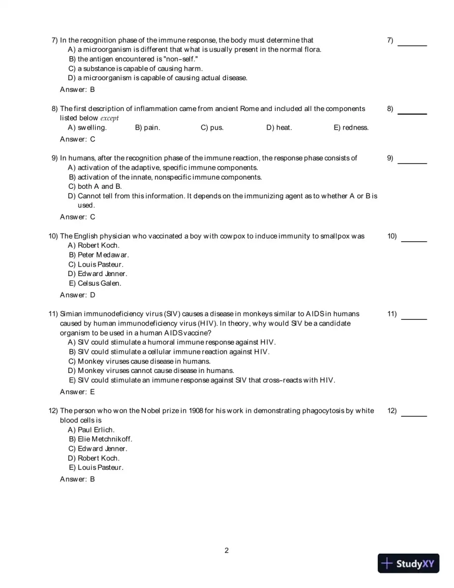 Clinical Laboratory Immunology, 1st Edition Test Bank, page 25