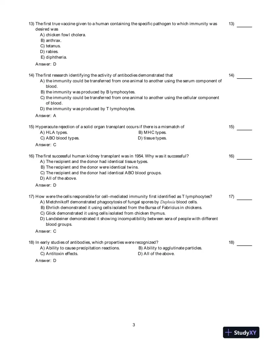 Clinical Laboratory Immunology, 1st Edition Test Bank, page 26