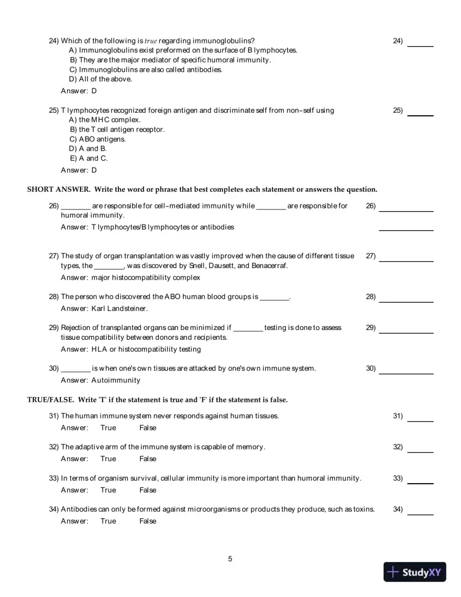 Clinical Laboratory Immunology, 1st Edition Test Bank, page 28