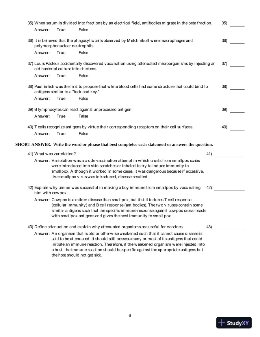 Clinical Laboratory Immunology, 1st Edition Test Bank, page 29