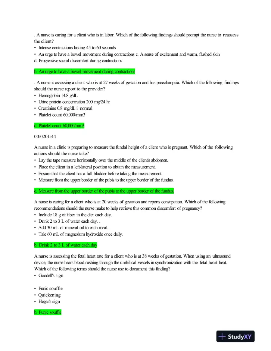 2023 ATI RN Maternal Newborn Proctored Exam NGN With Answers (70 Solved Questions), page 4