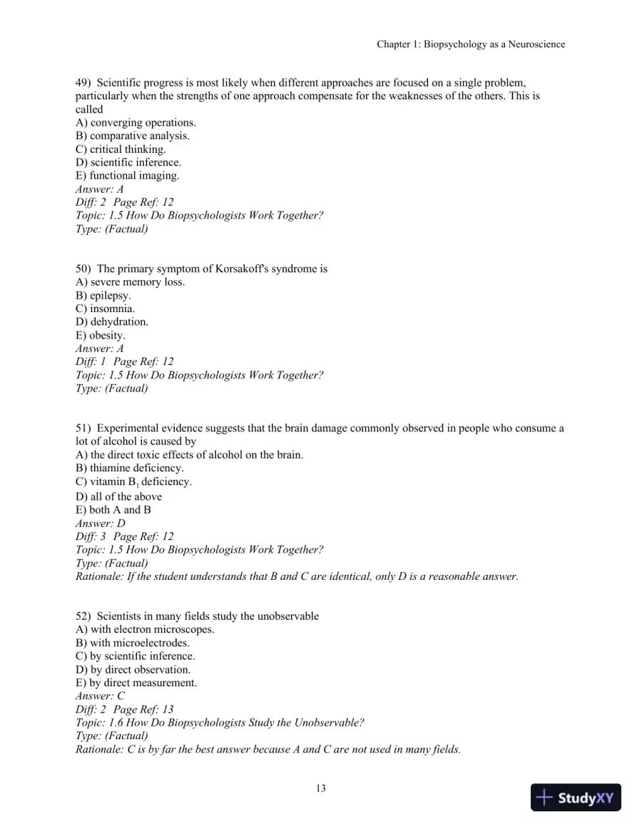 Test Bank For Biopsychology, 9th Edition, page 15