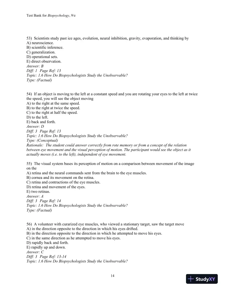 Test Bank For Biopsychology, 9th Edition, page 16