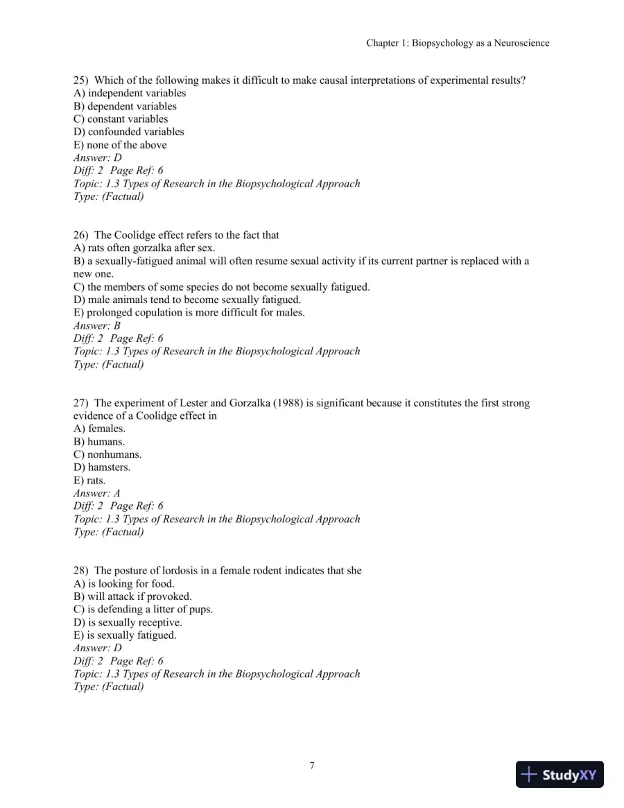 Test Bank For Biopsychology, 9th Edition, page 9