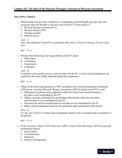 Fundamental Orthopedic Management for the Physical Therapist Assistant, 4th Edition Test Bank - Page 8 preview image