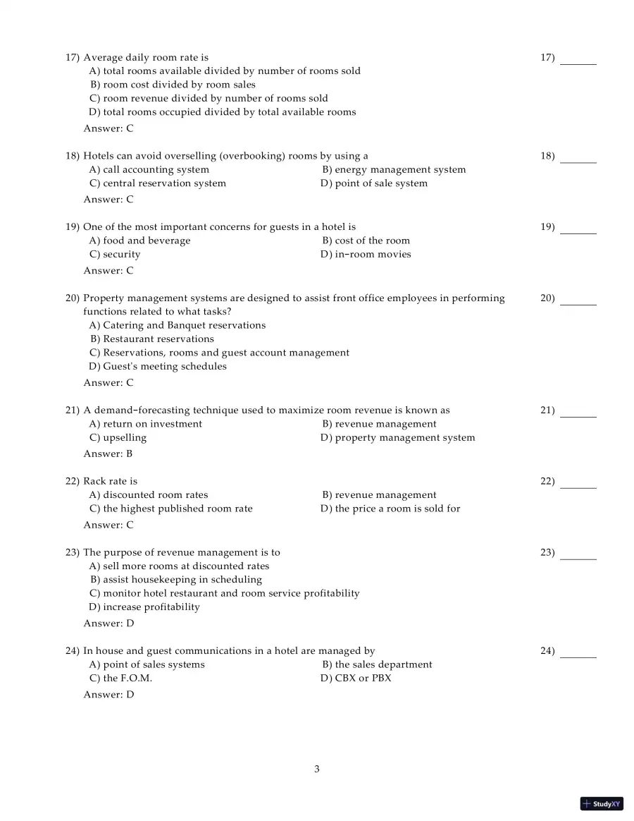 Test Bank for Introduction to Hospitality Management, 5th Edition, page 13