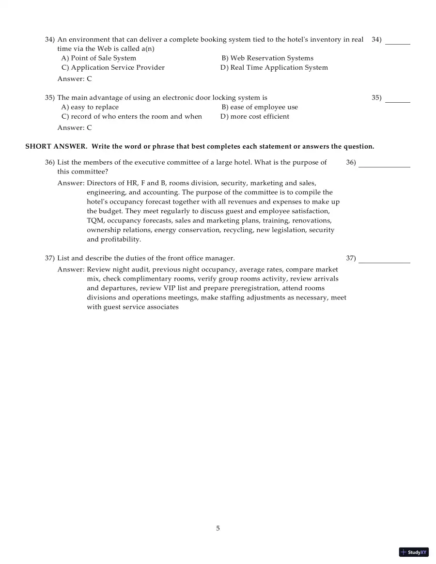 Test Bank for Introduction to Hospitality Management, 5th Edition, page 15