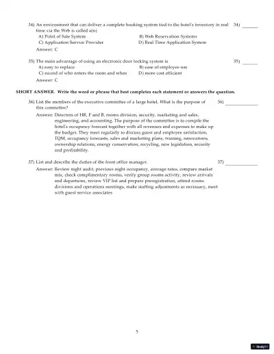 Test Bank for Introduction to Hospitality Management, 5th Edition - Page 15 preview image