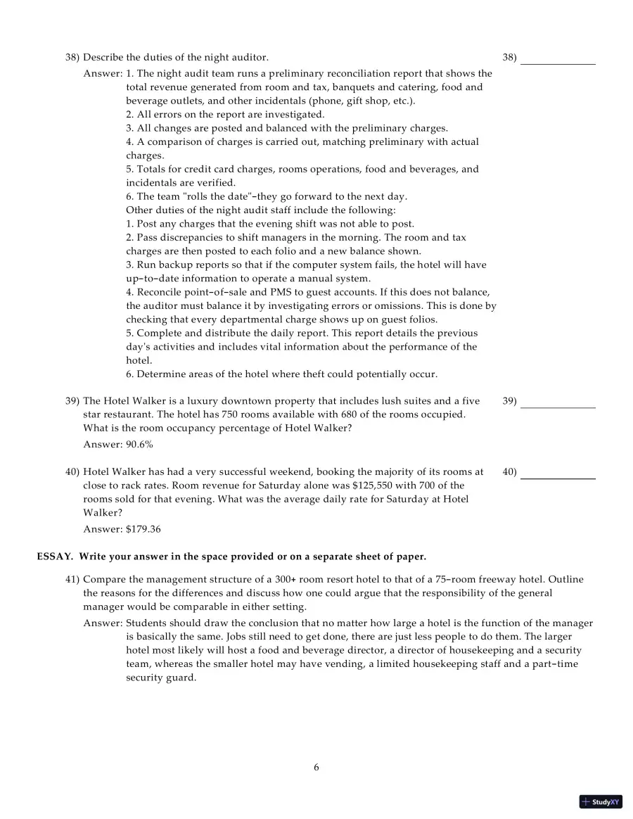 Test Bank for Introduction to Hospitality Management, 5th Edition, page 16