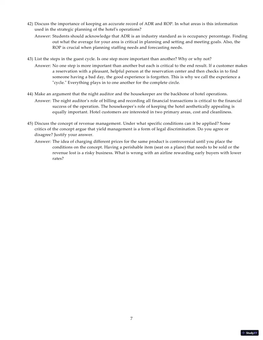 Test Bank for Introduction to Hospitality Management, 5th Edition, page 17