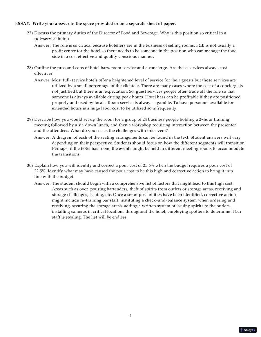 Test Bank for Introduction to Hospitality Management, 5th Edition, page 21