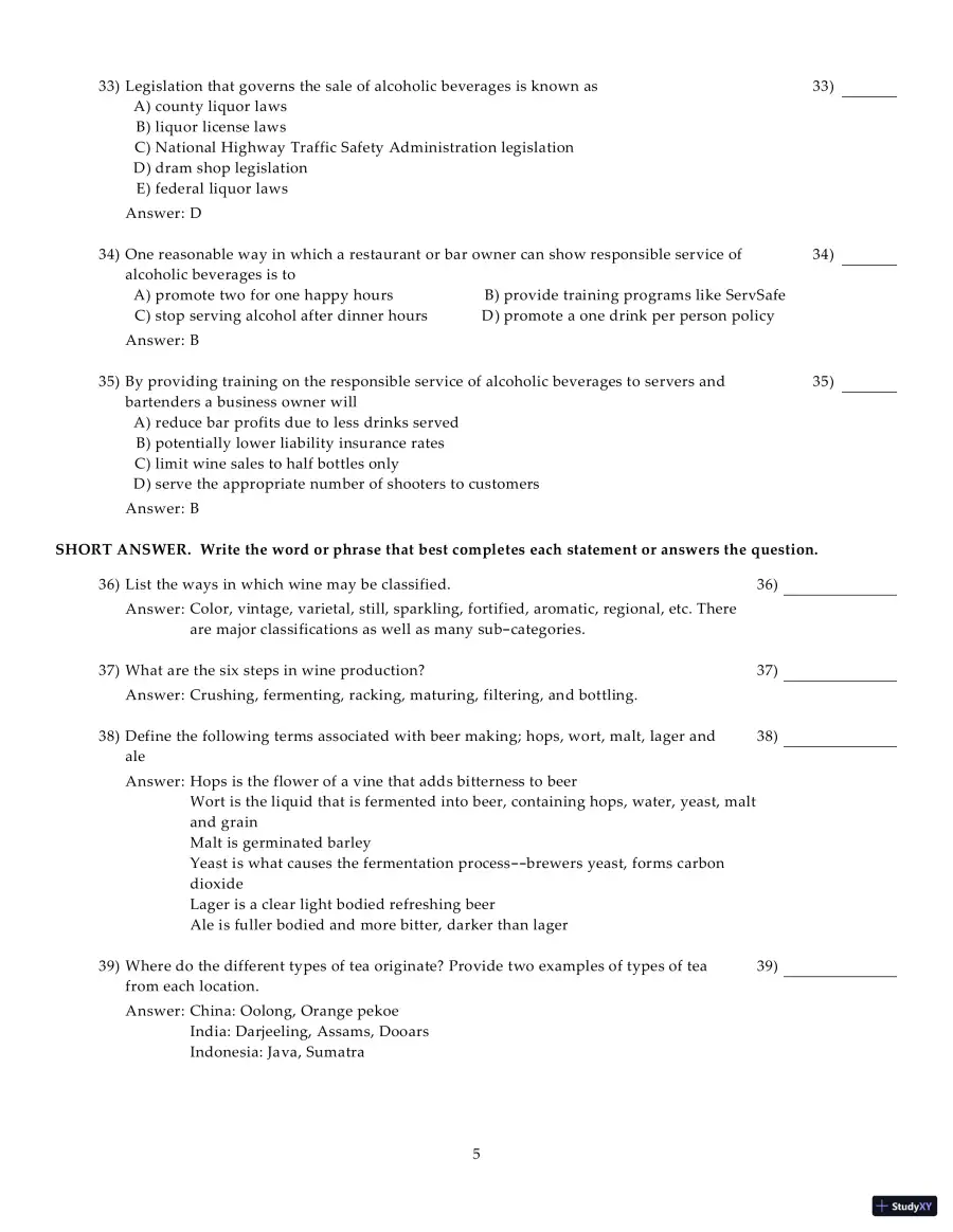 Test Bank for Introduction to Hospitality Management, 5th Edition, page 26