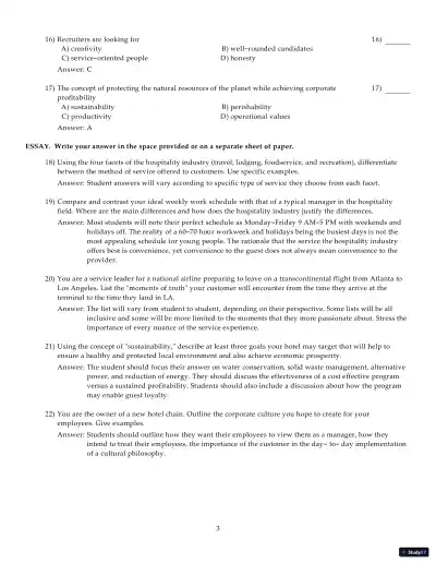 Test Bank for Introduction to Hospitality Management, 5th Edition - Page 4 preview image