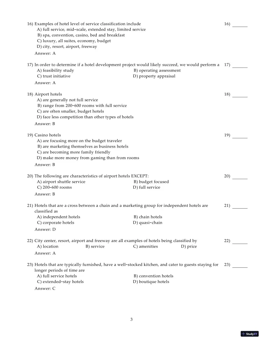 Test Bank for Introduction to Hospitality Management, 5th Edition, page 8