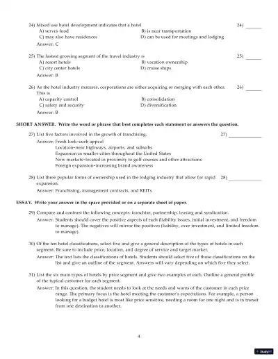 Test Bank for Introduction to Hospitality Management, 5th Edition - Page 9 preview image