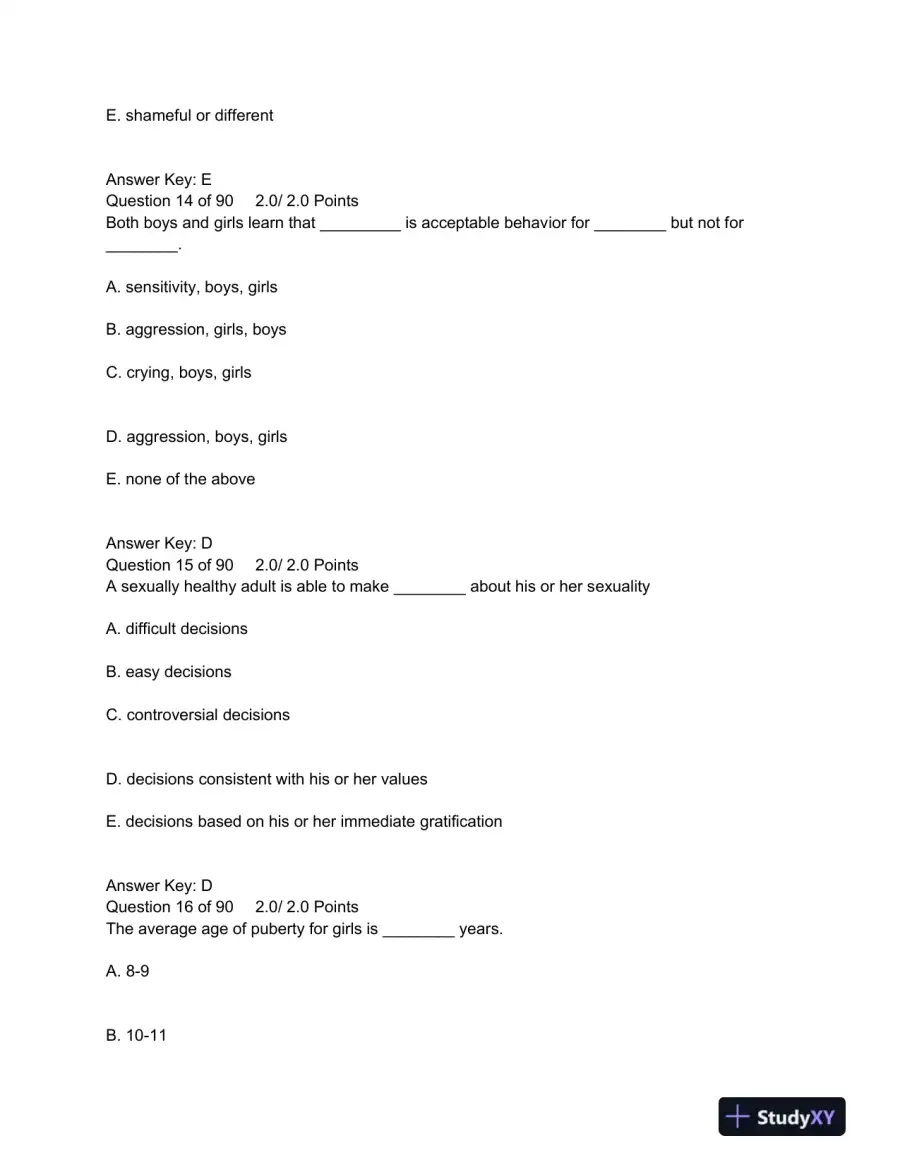 PSYC 101 Human Sexuality Final Quiz American Public University, page 7