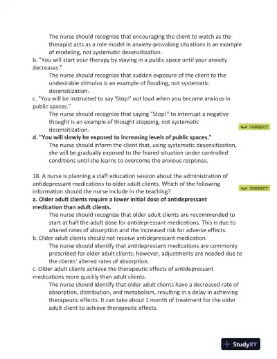 ATI RN Mental Health Proctored Exam NGN Version 4 With Answers (70 Solved Questions) - Page 12 preview image