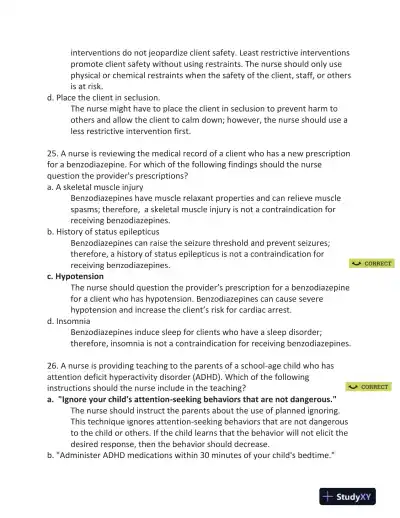 ATI RN Mental Health Proctored Exam NGN Version 4 With Answers (70 Solved Questions) - Page 16 preview image