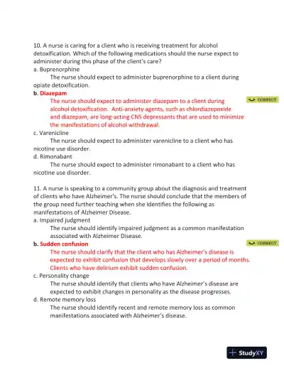 ATI RN Mental Health Proctored Exam NGN Version 4 With Answers (70 Solved Questions) - Page 8 preview image