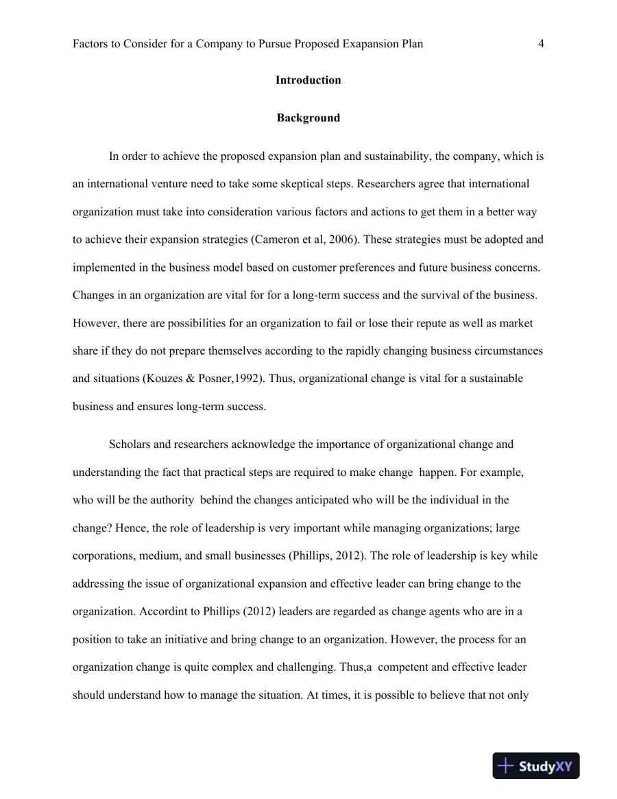 Factors to Consider for a Company� to Pursue Proposed Exapansion Plan, page 5