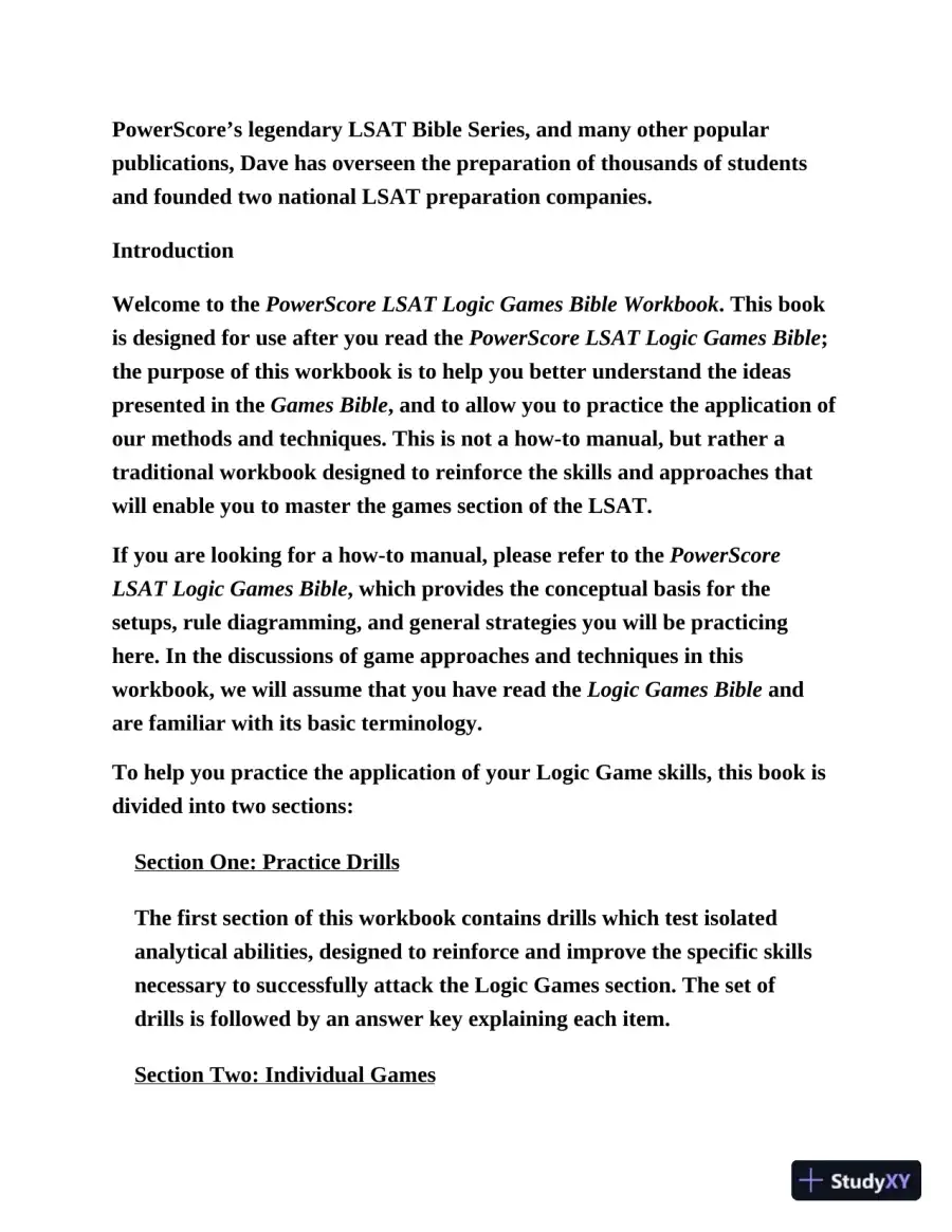 LSAT logic Games workbook (2020), page 15