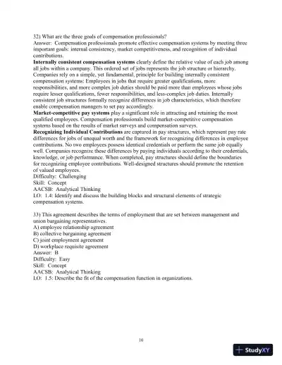 Test Bank For Strategic Compensation: A Human Resource Management Approach, 10th Edition - Page 11 preview image