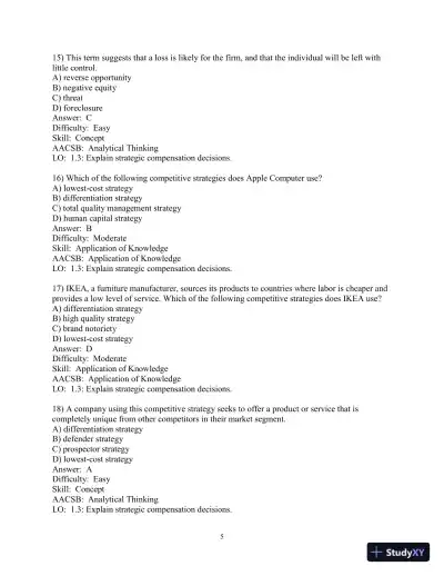 Test Bank For Strategic Compensation: A Human Resource Management Approach, 10th Edition - Page 6 preview image