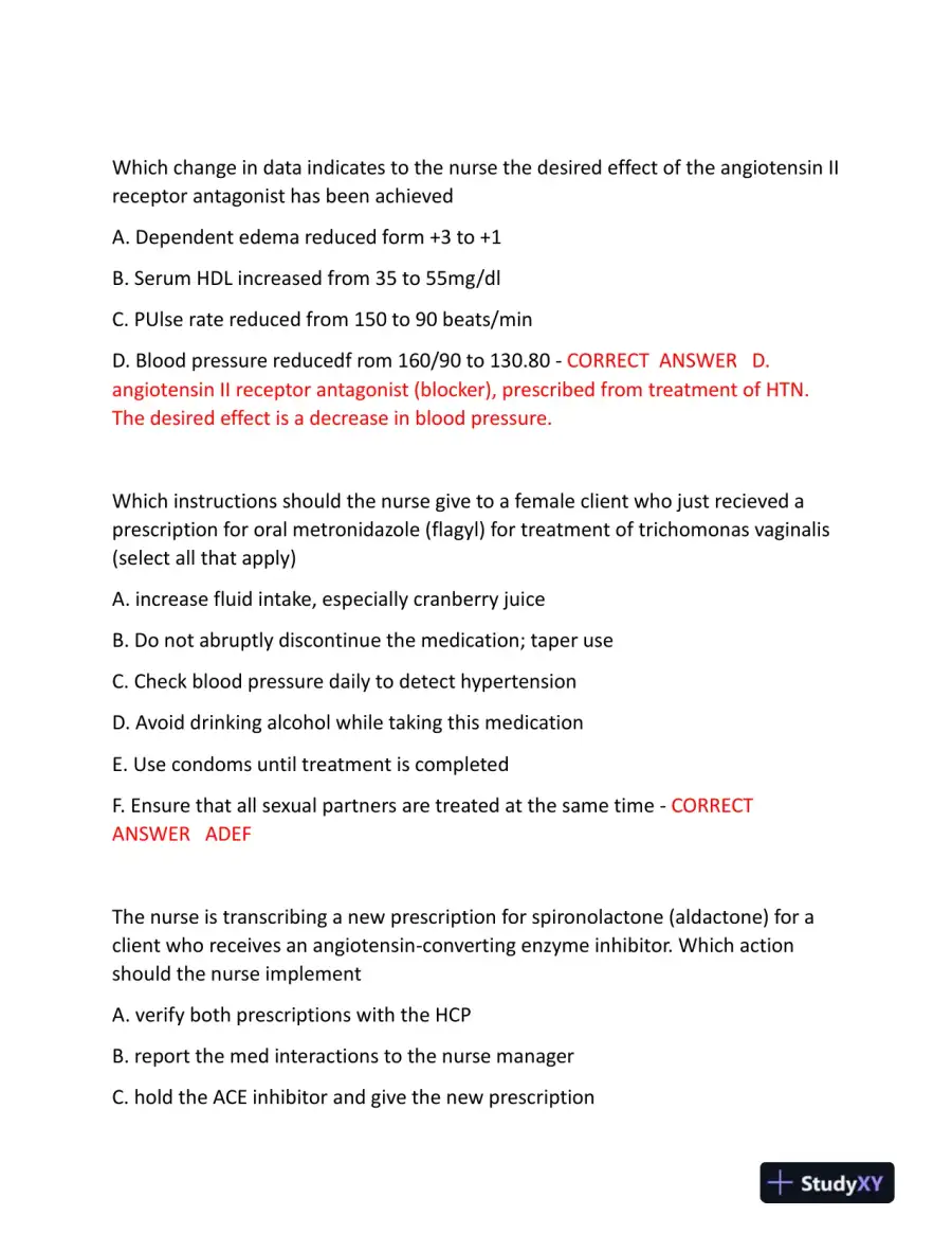 2023 HESI Pharmacology Practice Exam With Answers (65 Solved Questions), page 4