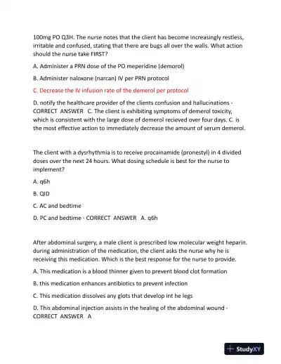 2023 HESI Pharmacology Practice Exam With Answers (65 Solved Questions) - Page 7 preview image