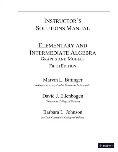 Solution Manual for Elementary and Intermediate Algebra: Graphs and Models, 5th Edition - Page 1 preview image