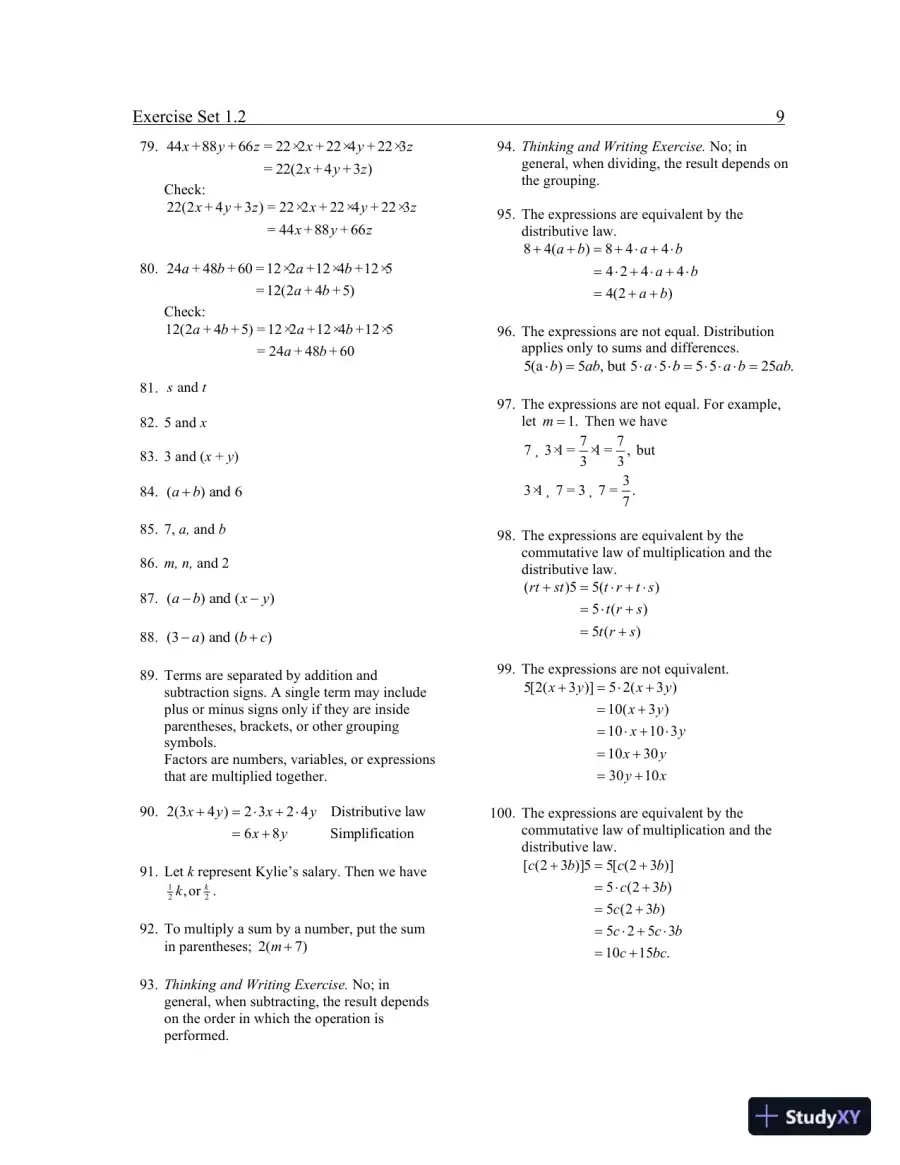 Solution Manual for Elementary and Intermediate Algebra: Graphs and Models, 5th Edition, page 12