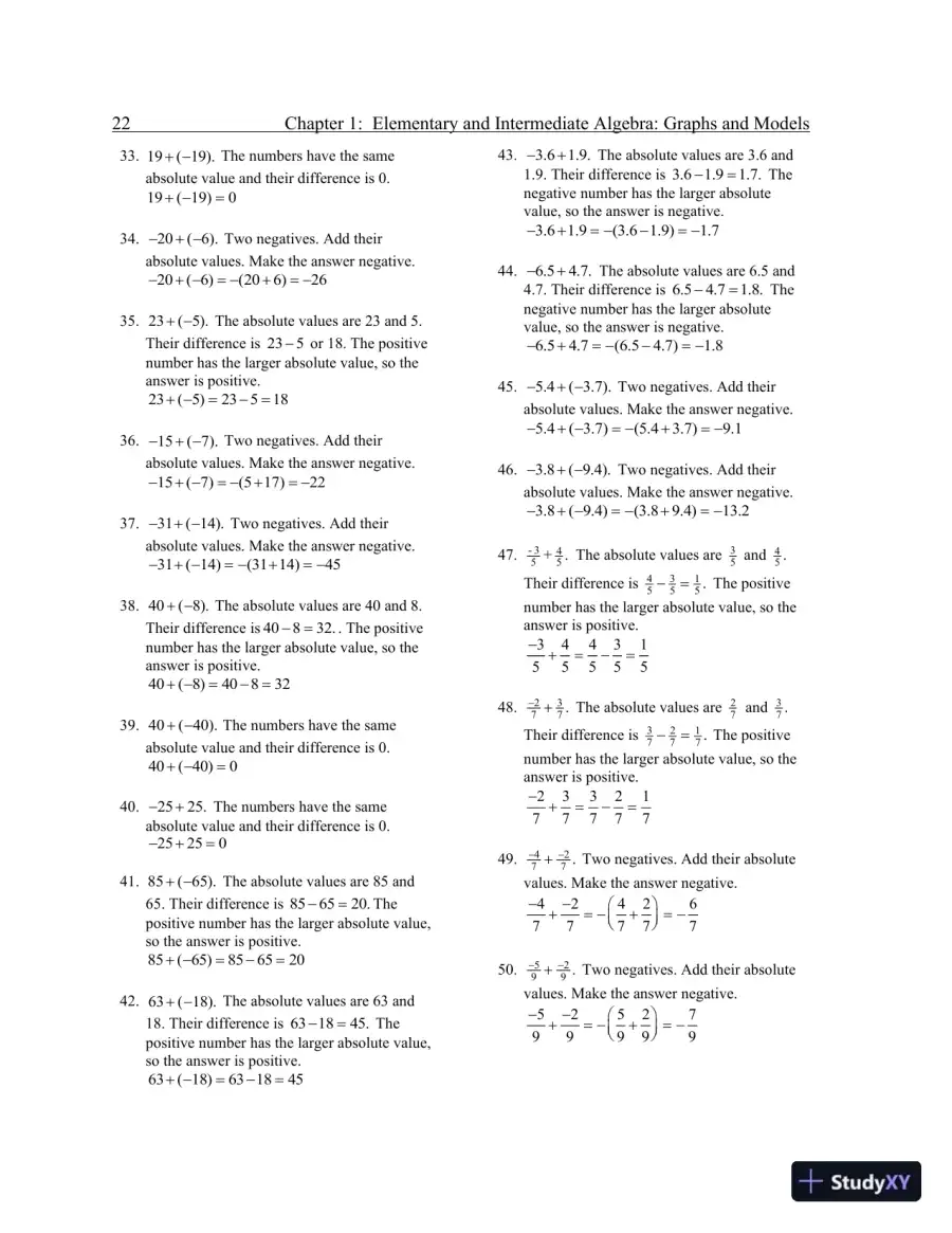 Solution Manual for Elementary and Intermediate Algebra: Graphs and Models, 5th Edition, page 25