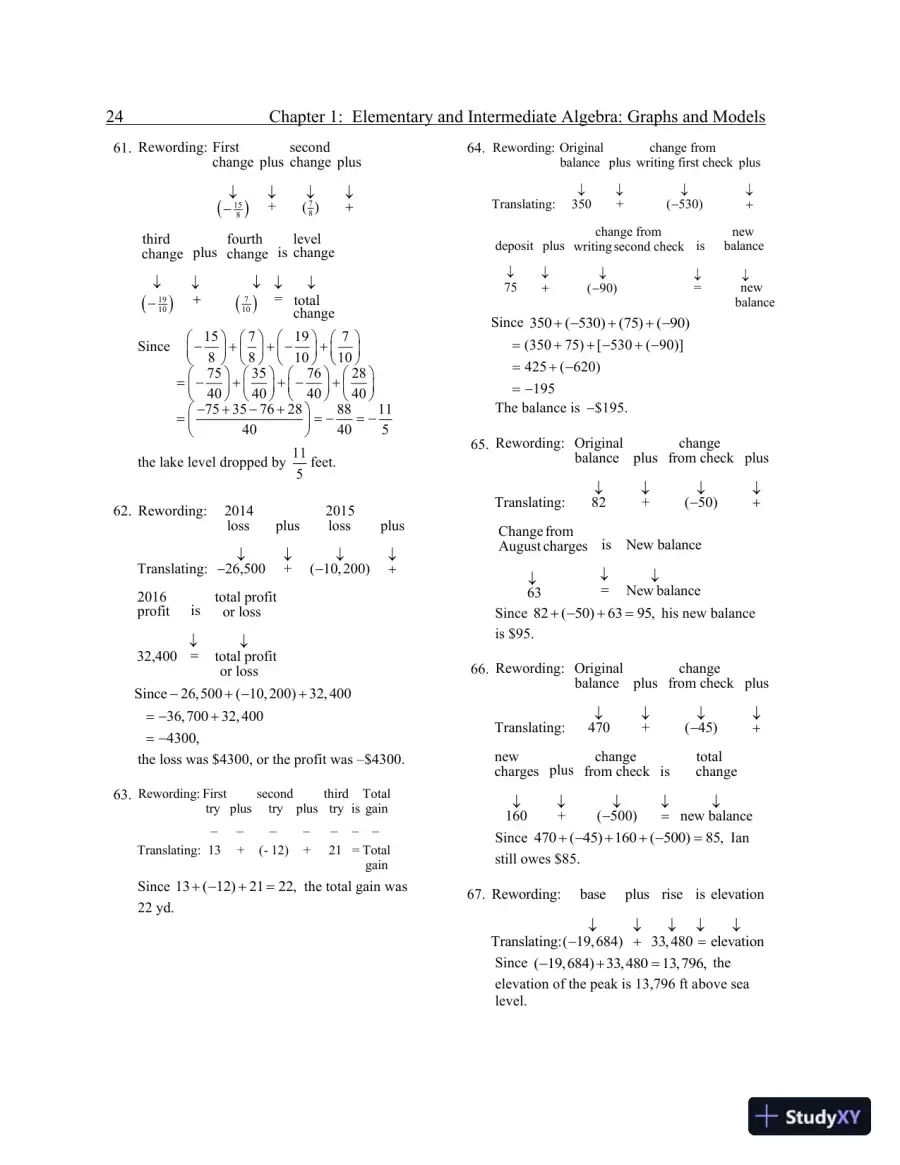 Solution Manual for Elementary and Intermediate Algebra: Graphs and Models, 5th Edition, page 27