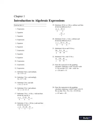 Solution Manual for Elementary and Intermediate Algebra: Graphs and Models, 5th Edition - Page 4 preview image
