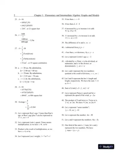 Solution Manual for Elementary and Intermediate Algebra: Graphs and Models, 5th Edition - Page 5 preview image