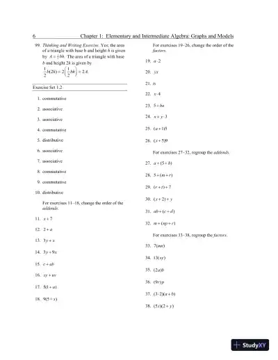 Solution Manual for Elementary and Intermediate Algebra: Graphs and Models, 5th Edition - Page 9 preview image