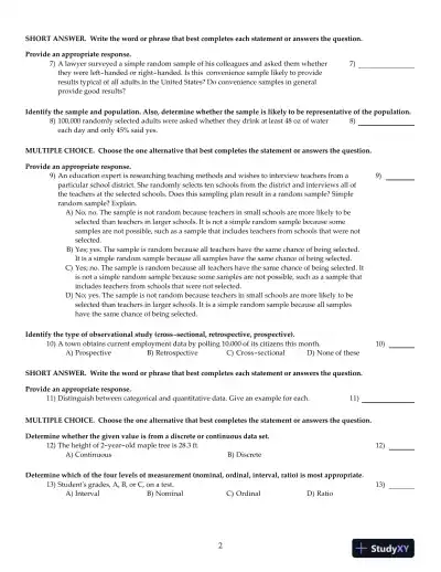 Elementary Statistics Using Excel, 5th Edition Test Bank - Page 3 preview image