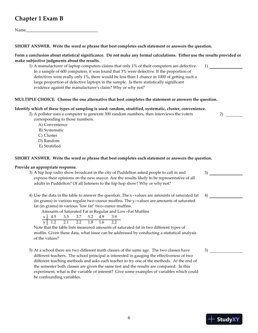 Elementary Statistics Using Excel, 5th Edition Test Bank, page 7