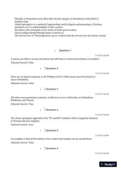 Liberty University APOL 104 Quiz 3 Complete Solution Correct Answer Key - Page 3 preview image