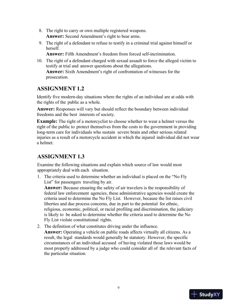 Solution Manual for Introduction to Law, 7th Edition, page 10