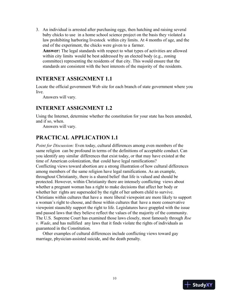 Solution Manual for Introduction to Law, 7th Edition, page 11