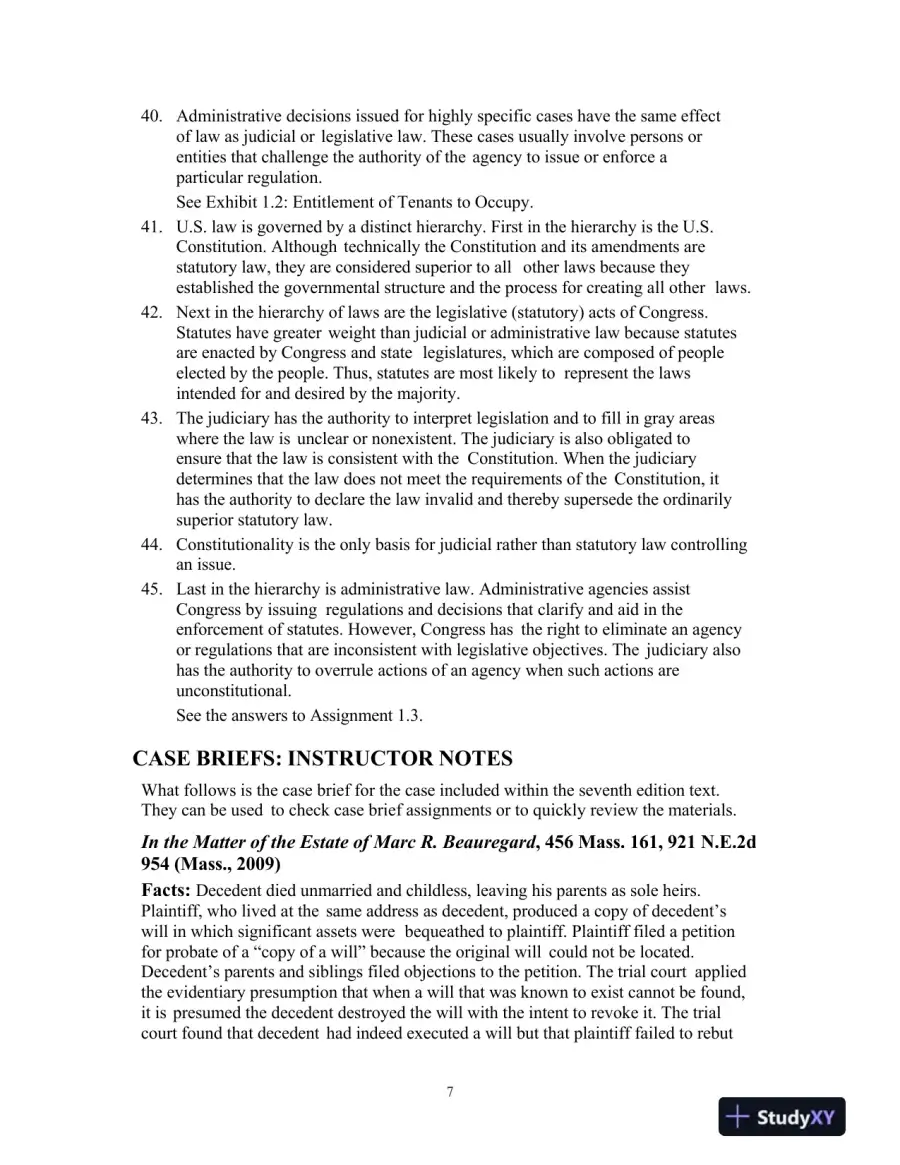 Solution Manual for Introduction to Law, 7th Edition, page 8