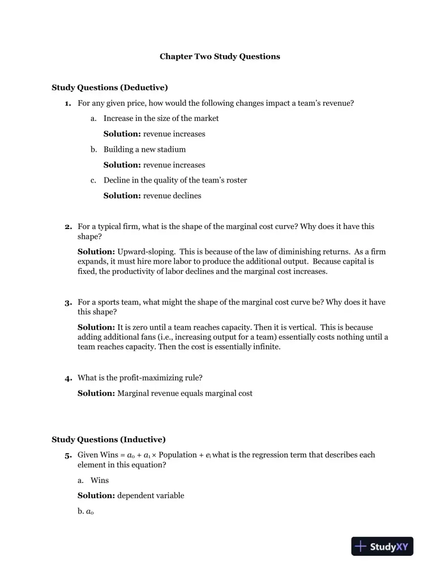 Solution Manual For Sports Economics, 1st Edition, page 11