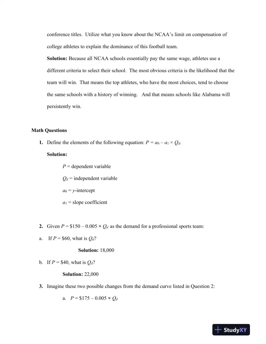 Solution Manual For Sports Economics, 1st Edition, page 9