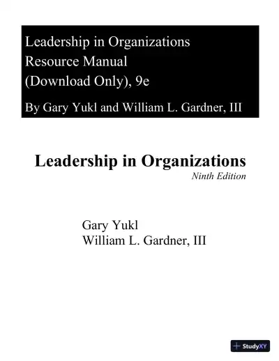 Solution Manual for Leadership in Organizations, 9th Edition - Page 1 preview image