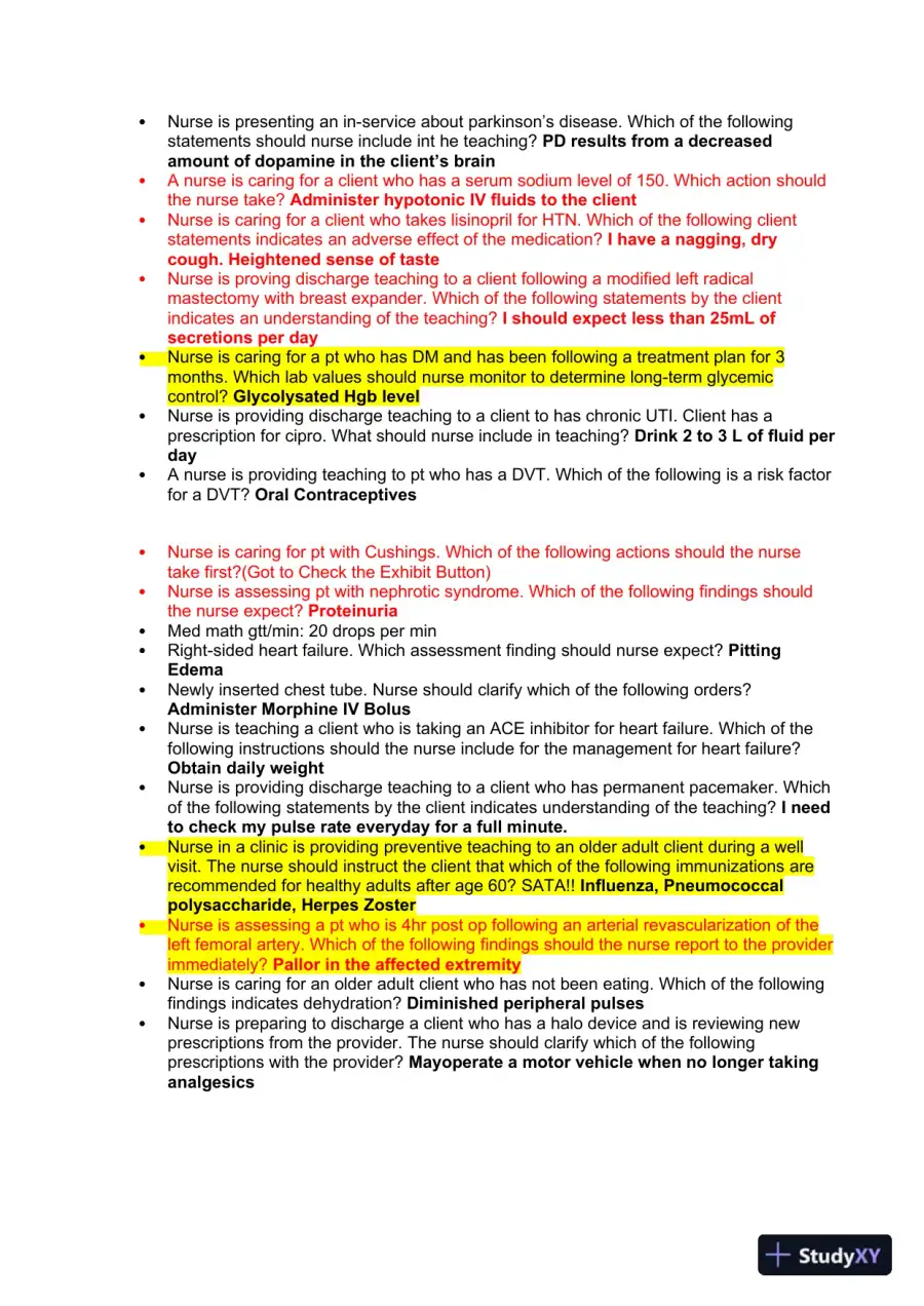 2021 HESI PN Medical surigical Proctored Exam Versions 13 With Answers (128 Solved Questions), page 4